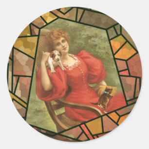 Adesivo Azulejo do Crackle - senhora no vermelho