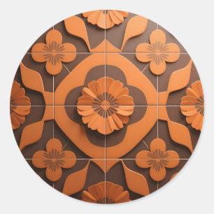 Adesivo Azulejo Geométrico de Medalhões Florais Laranja