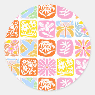 Adesivo Azulejo Inverso Colorido Folk Botânica Whimsical
