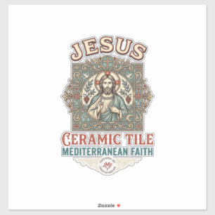 Adesivo Azulejo Jesus Mediterrâneo Fé Jesus Cerâmica