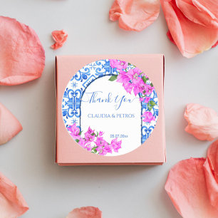 Adesivo Azulejos Azuis e Bougainvillea elegante obrigado