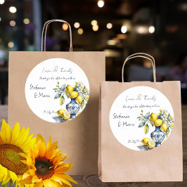 Adesivo Azulejos azuis italianos limões favores de casamen