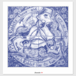 Adesivo Azulejos de 6" com decoração mural com coelho azul