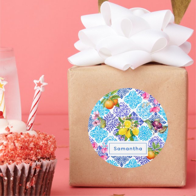 Adesivo Azulejos de azulejo do Mediterrâneo, de citrinos s (Festa)