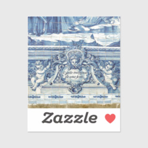 Adesivo Azulejos de português azul com dois anjos