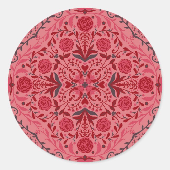 Adesivo Azulejos florais em vermelho e melancia rosa (Frente)