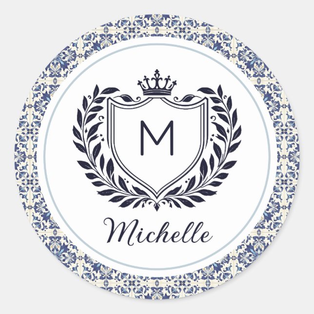 Adesivo Azulejos Modernos Monograma Telhas Azul (Frente)