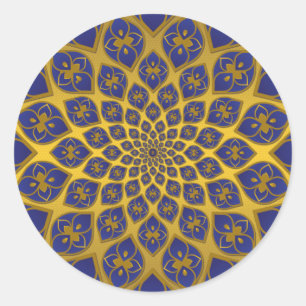 Adesivo Azulejos orientais azuis da meia-noite no ouro