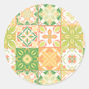 Adesivo azulejos ornamentados em verde e amarelo