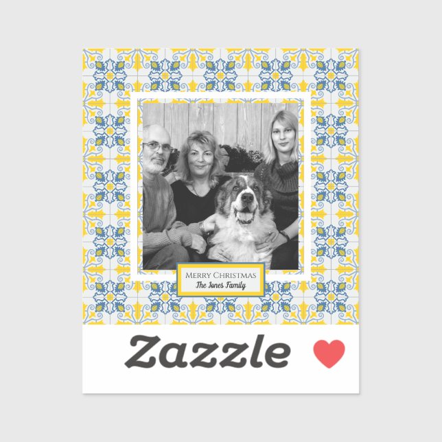 Adesivo Azulejos portugueses Foto do Natal da família (Folha)