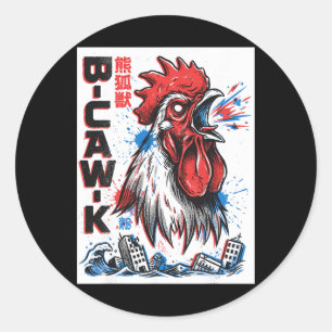 Adesivo B-caw-k Galinha Japonesa Monstro Gigante Divertido