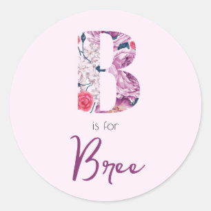 Adesivo B é para a revista Bree Stickers Baby Girl Pink Na