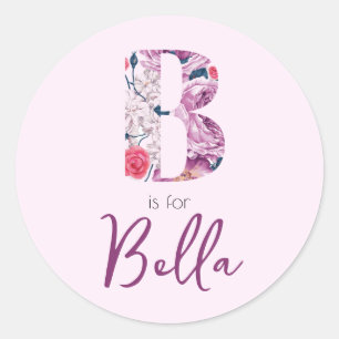 Adesivo B é para Bella Stickers Baby Girl Pink Name Reveme