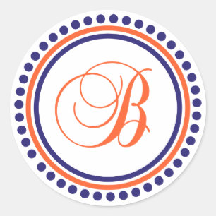 Adesivo B Monograma (Círculo Ponto Azul / Laranja)