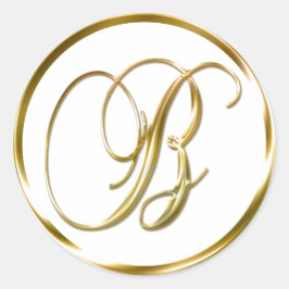 Adesivo B Monograma Faux Envelope Dourado Ou Favor Selo