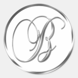 Adesivo B Monograma Faux Silver Envelope Ou Favor Seal