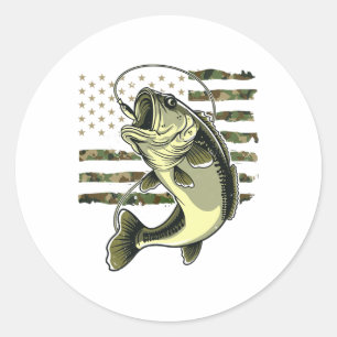 Adesivo B Peixe Pescaria EUA Bandeira Americana Camuflagem