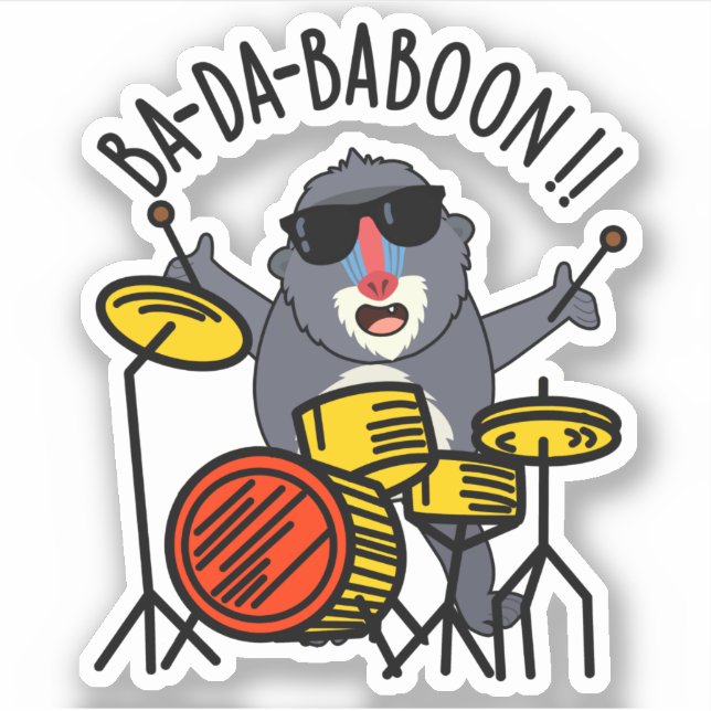 Adesivo Ba-da-ba-boon Funny Baboon Pun (Frente)