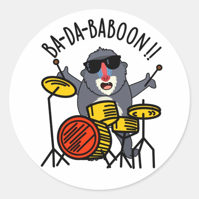 Adesivo Ba-da-ba-boon Funny Baboon Pun (Frente)