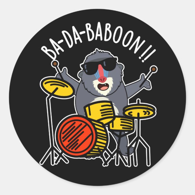 Adesivo Ba-da-ba-boon Funny Baboon Pun Dark BG (Frente)