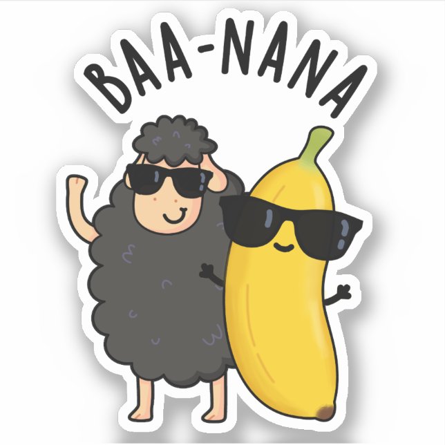 Adesivo Baa-nana Funny Banana Puns (Frente)