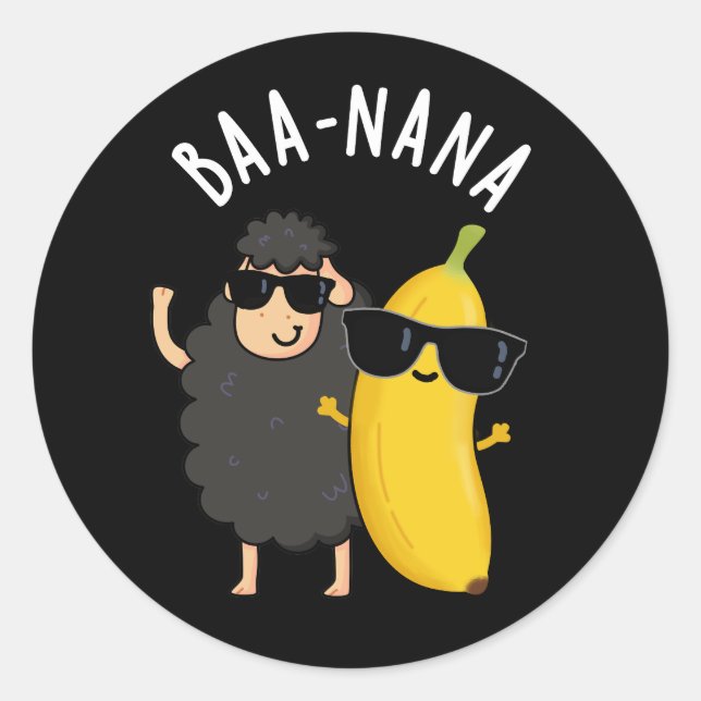 Adesivo Baa-nana Funny Banana Puns Dark BG (Frente)