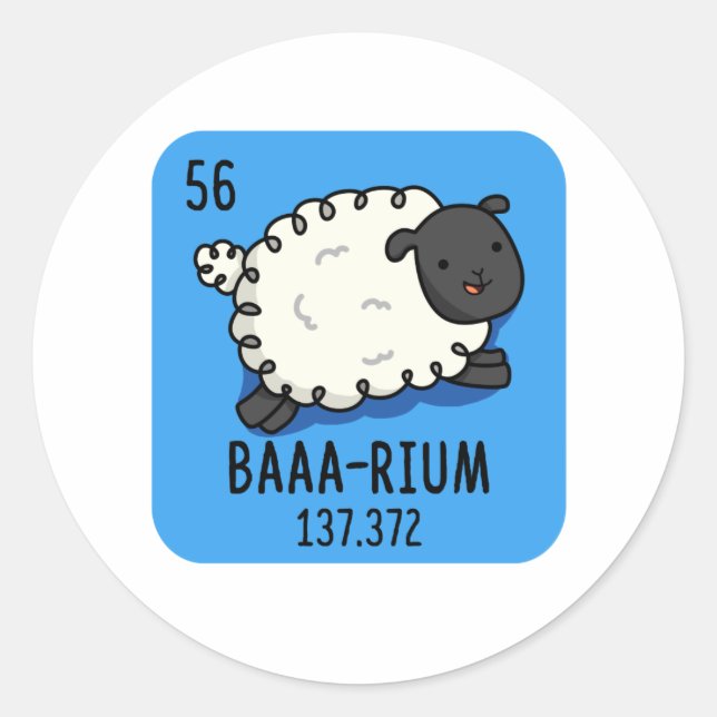 Adesivo Baa-rium Funny Sheep Chemistry Pun (Frente)