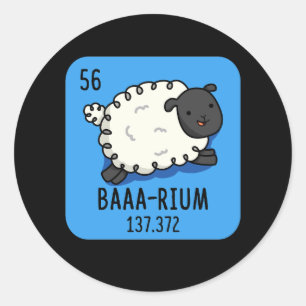 Adesivo Baa-rium Funny Sheep Chemistry Pun Dark BG