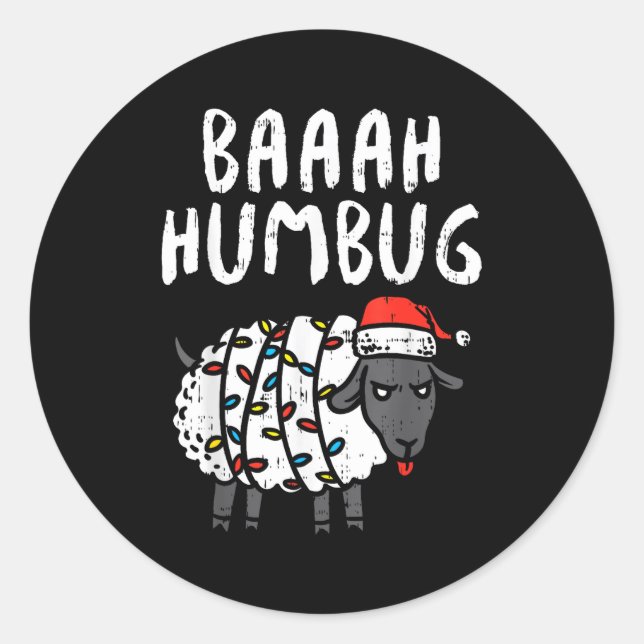 Adesivo Baaah Humbug Sheep Xmas Lights Funny Anti Christma (Frente)