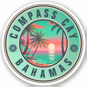 Adesivo Baamas de Compass Cay Retro Sunset Souvenir 1950