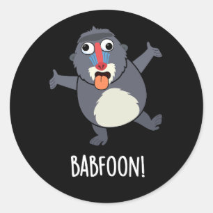Adesivo Bab-foon Funny Buffoon Baboon Pun Dark BG