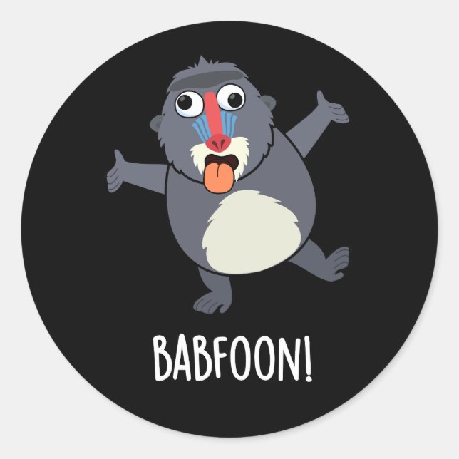 Adesivo Bab-foon Funny Buffoon Baboon Pun Dark BG (Frente)