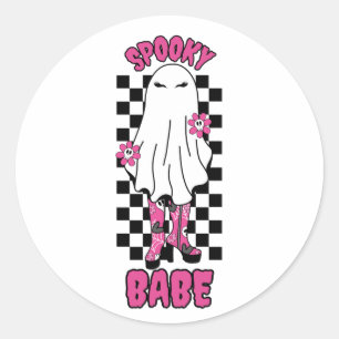 Adesivo "Babe Louco" Mulher Fantasma de Halloween - Rosa R