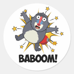 Adesivo Baboom Funny Explosão Baboon Pun