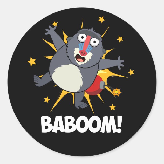 Adesivo Baboom Funny Explosão Baboon Pun Dark BG (Frente)