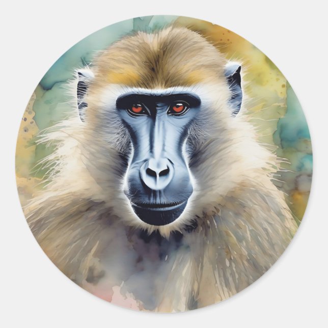 Adesivo Baboon Watercolor Retrato (Frente)