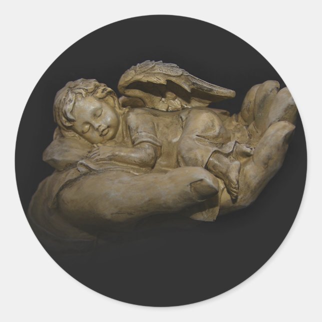 Adesivo Baby Angel Wings Dormindo em Mão (Frente)