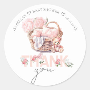 Adesivo Baby Basket Personalizado Obrigado Chá de fraldas