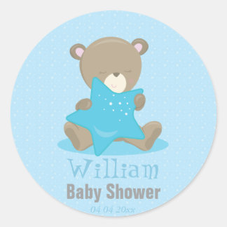 Adesivo Baby Bear Blue Boy segurando uma estrela