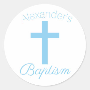 Adesivo Baby Blue Cross com nome personalizado Baptism