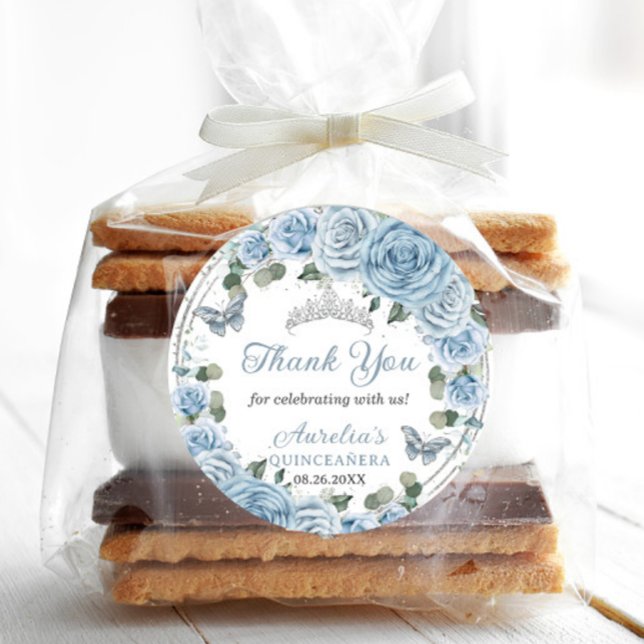 Adesivo Baby Blue Floral Silver Butterflies Princesa Favor (Criador carregado)