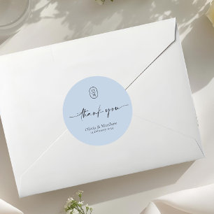 Adesivo Baby Blue   Monograma de Casamento Chic & Moderno 