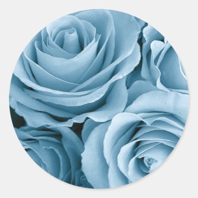 Adesivo BABY BLUE Rosas - Selo de Envelope de Casamento (Frente)