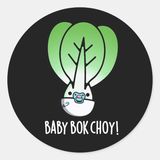 Adesivo Baby Bok Choy Funny Veggie Pun Dark BG (Frente)