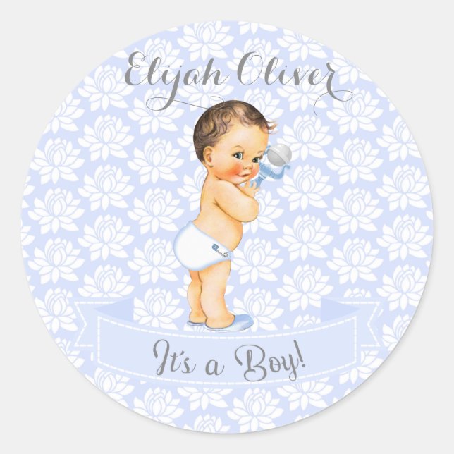 Adesivo Baby Boy Blue White e Cinzas (Frente)