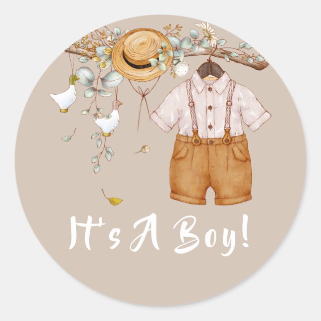Adesivo Baby Boy Boho Rustic Greenery (Frente)