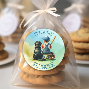 Adesivo Baby Boy e Dog   Lil Slugger   Chá de fraldas