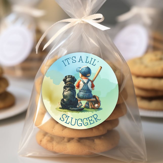 Adesivo Baby Boy e Dog | Lil Slugger | Chá de fraldas (Criador carregado)