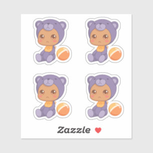 Adesivo Baby Boy Girl Purple Bear Jumpestué Set 4 Stick