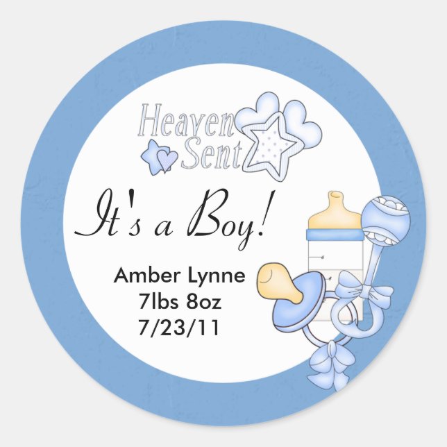 Adesivo Baby Boy Heaven Enviou Stickers Personalizáveis (Frente)